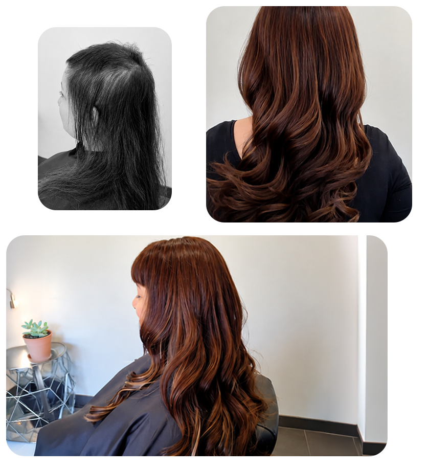 Before and after: custom hair topper client at IHS in Beverly Hills